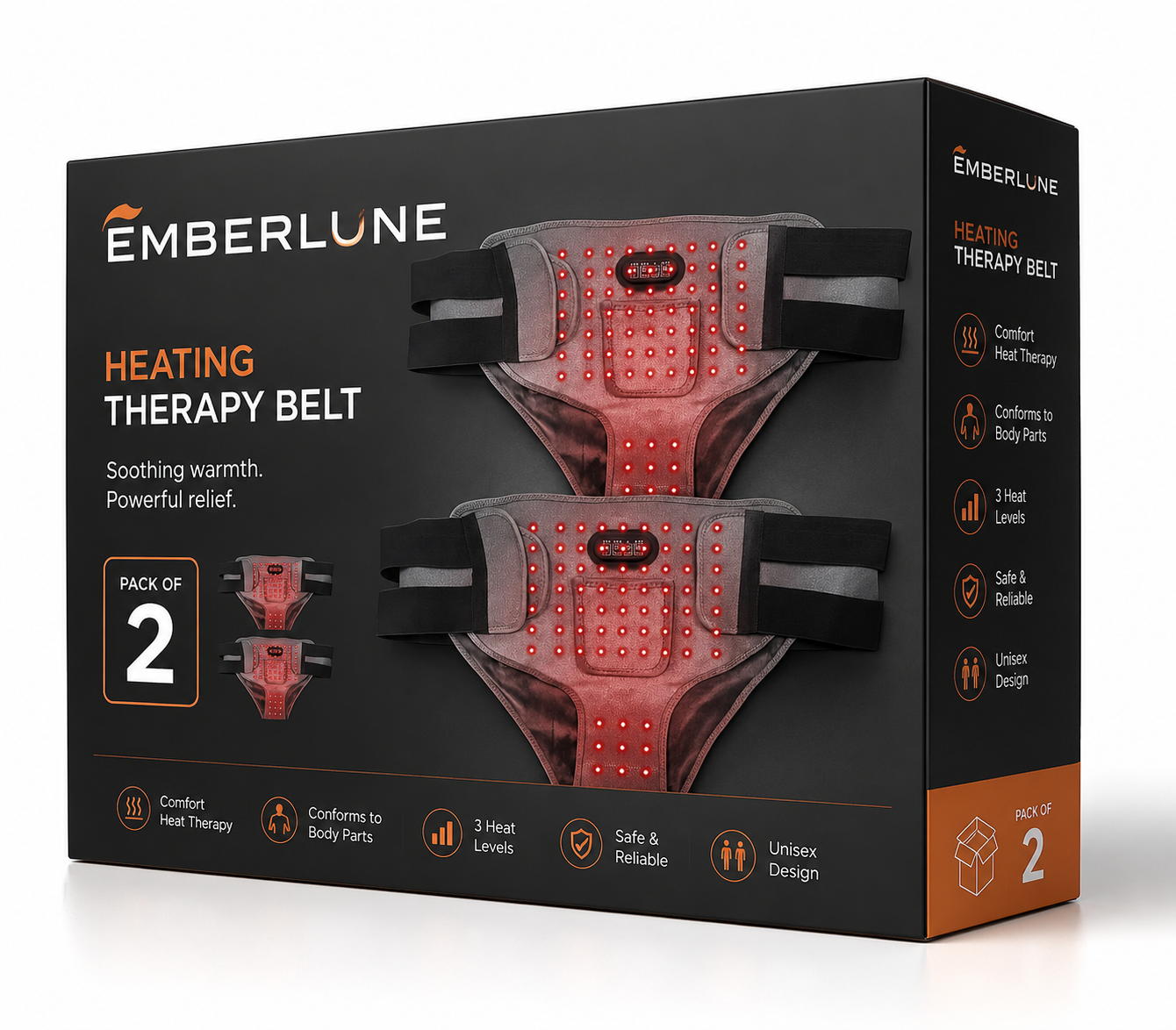 Emberlune™ Period Cramp Relief Wrap — Heat + 4-Motor Massage + Red Light
