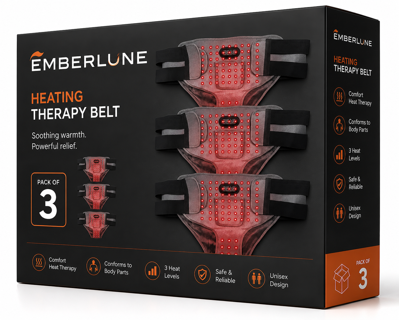 Emberlune™ Period Cramp Relief Wrap — Heat + 4-Motor Massage + Red Light